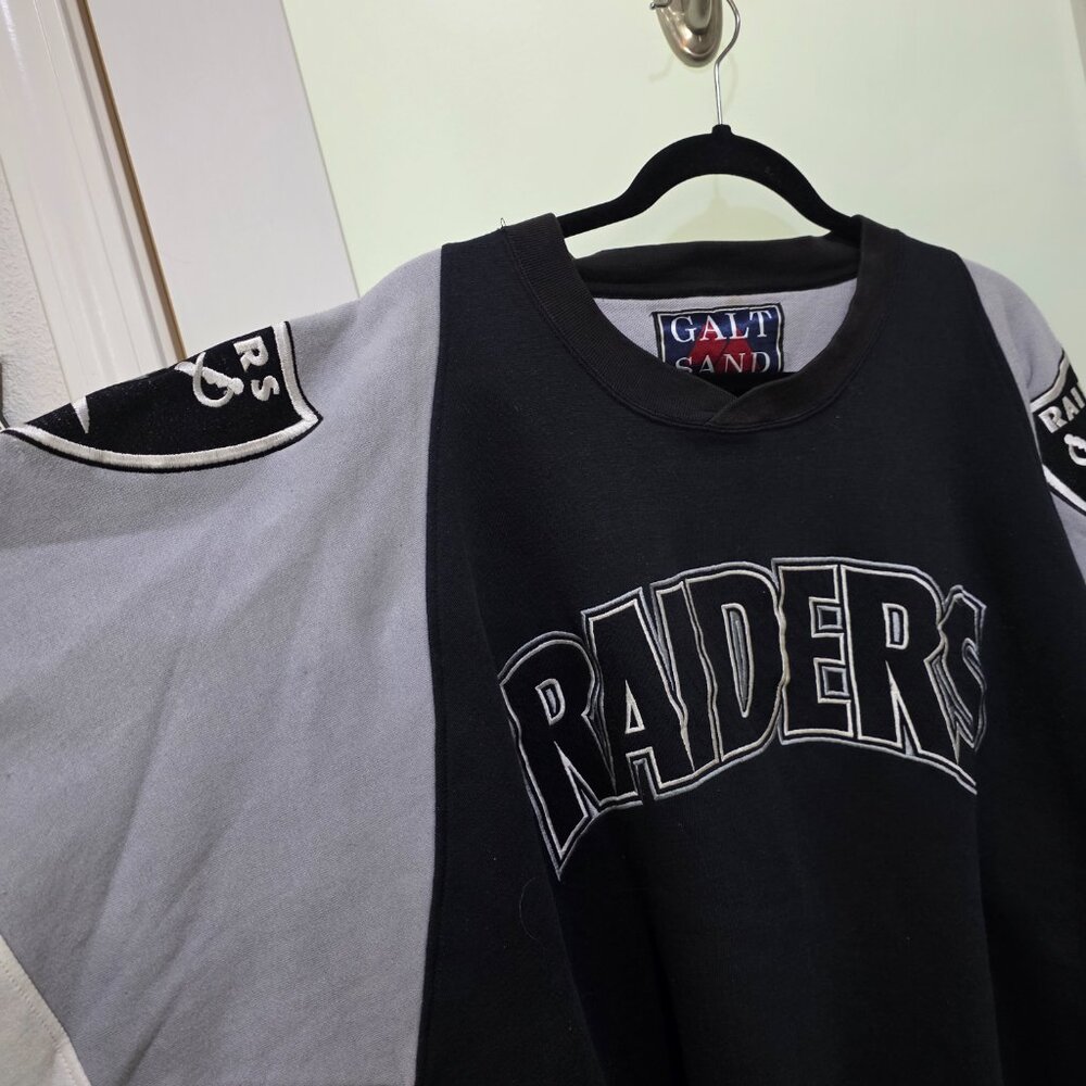 Galt Sand Raiders Sweatshirt Vintage 1995 NFL Crewneck Black Grey Colorblock XL - Picture 6 of 13